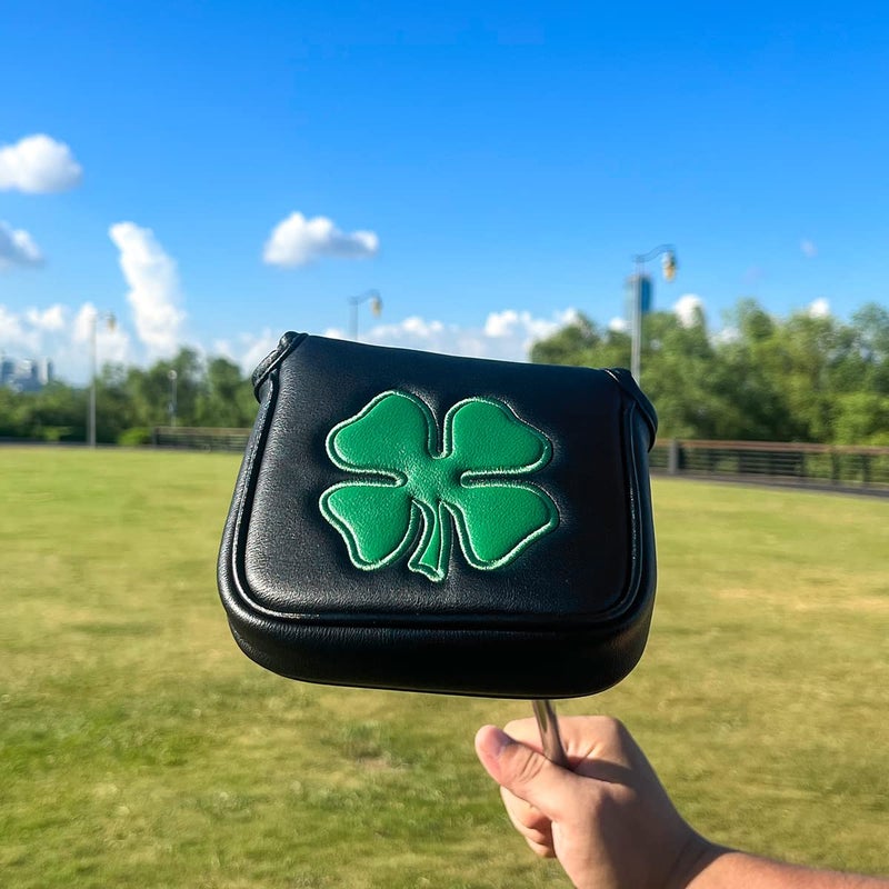 Barudan Golf Lucky Shamrock Heel Shaft Mallet Cover Square Mallet Putter Cover Headcover Magnetic for Scotty Cameron 6M DB Taylormade Spider S Ping (Black) - Image 2